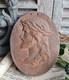 Ancienne Sculpture Medaillon Terre Cuite Alaphilippe Ferdinand 1880/1910 Christ