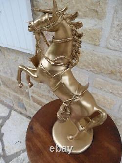 ANCIENNE SCULPTURE STATUE GUERRIER BENIN NIGERIA SUR CHEVAL en BRONZE