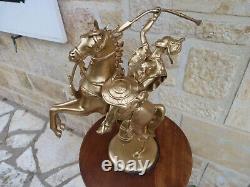 ANCIENNE SCULPTURE STATUE GUERRIER DOGON SUR CHEVA LCABRE en BRONZE