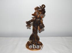 ANCIENNE SCULPTURE STATUE en BRONZE CLOWN Jouant de la Musique Signée Lohé