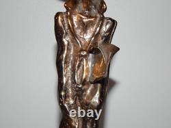 ANCIENNE SCULPTURE STATUE en BRONZE Personnage Signée Lohé