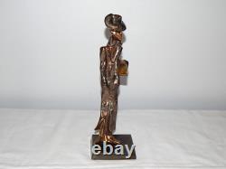 ANCIENNE SCULPTURE STATUE en BRONZE Personnage Signée Lohé