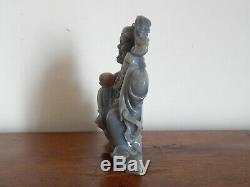 ANCIENNE SCULPTURE Statue BOUDDHA en Pierre D'AGATE Sculptée Main CHINE ASIE