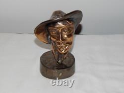 ANCIENNE SCULPTURE Statue en BRONZE Visage Signée Yves Lohé