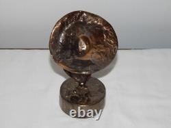 ANCIENNE SCULPTURE Statue en BRONZE Visage Signée Yves Lohé