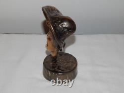 ANCIENNE SCULPTURE Statue en BRONZE Visage Signée Yves Lohé