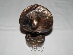 ANCIENNE SCULPTURE Statue en BRONZE Visage Signée Yves Lohé