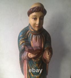 ANCIENNE SCULPTURE religieuse BOIS STATUE SAINT LOCRONAN QUIMPER BRETAGNE MOINE