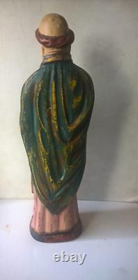 ANCIENNE SCULPTURE religieuse BOIS STATUE SAINT LOCRONAN QUIMPER BRETAGNE MOINE