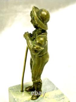ANCIENNE STATUETTE STATUE SCULPTURE BRONZE MINIATURE PERSONNAGE VETEMENT 18 éme