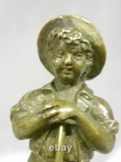 ANCIENNE STATUETTE STATUE SCULPTURE BRONZE MINIATURE PERSONNAGE VETEMENT 18 éme