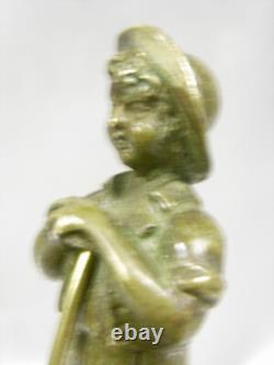 ANCIENNE STATUETTE STATUE SCULPTURE BRONZE MINIATURE PERSONNAGE VETEMENT 18 éme