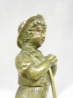 ANCIENNE STATUETTE STATUE SCULPTURE BRONZE MINIATURE PERSONNAGE VETEMENT 18 éme