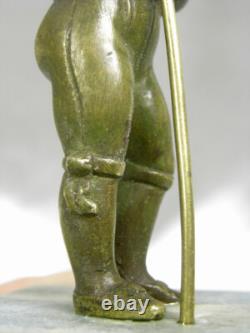 ANCIENNE STATUETTE STATUE SCULPTURE BRONZE MINIATURE PERSONNAGE VETEMENT 18 éme