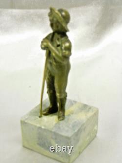 ANCIENNE STATUETTE STATUE SCULPTURE BRONZE MINIATURE PERSONNAGE VETEMENT 18 éme