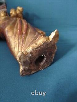 ANCIENNE STATUE/BOIS SCULPTE DORE/LA VIERGE A L'ENFANT/XVIII-XIXème/32,5cm/0,9kg