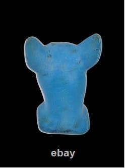 ANCIENNE STATUE EGYPTIENNE ANTIQUE pierre buste bleu sculpture déesse chat Ba
