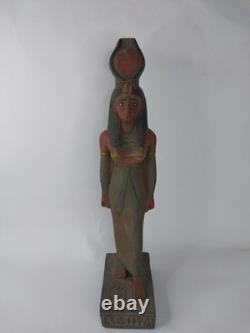ANCIENNE STATUE EGYPTIENNE ANTIQUE pierre grande sculpture ISIS portant le