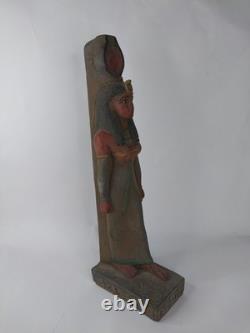 ANCIENNE STATUE EGYPTIENNE ANTIQUE pierre grande sculpture ISIS portant le