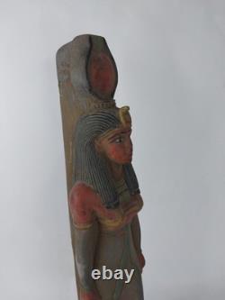 ANCIENNE STATUE EGYPTIENNE ANTIQUE pierre grande sculpture ISIS portant le