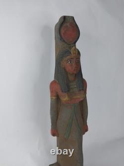 ANCIENNE STATUE EGYPTIENNE ANTIQUE pierre grande sculpture ISIS portant le