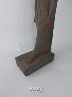 ANCIENNE STATUE EGYPTIENNE ANTIQUE pierre grande sculpture ISIS portant le