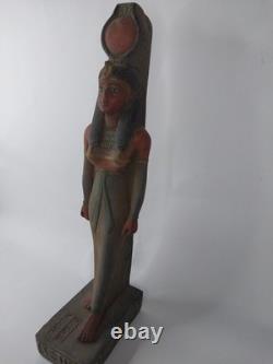 ANCIENNE STATUE EGYPTIENNE ANTIQUE pierre grande sculpture ISIS portant le