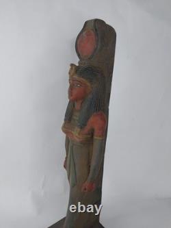 ANCIENNE STATUE EGYPTIENNE ANTIQUE pierre grande sculpture ISIS portant le