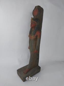 ANCIENNE STATUE EGYPTIENNE ANTIQUE pierre grande sculpture ISIS portant le