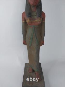ANCIENNE STATUE EGYPTIENNE ANTIQUE pierre grande sculpture ISIS portant le