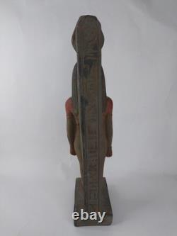 ANCIENNE STATUE EGYPTIENNE ANTIQUE pierre grande sculpture ISIS portant le