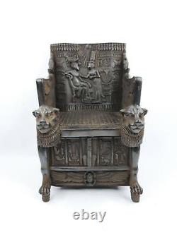 ANCIENNE STATUE ÉGYPTIENNE Chaise Assis Tut Egypte Trône Toutankhamon Roi