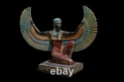 ANCIENNE STATUE EGYPTIENNE DÉESSE ISIS, sculpture de la déesse ailée Isis fai