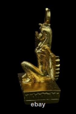 ANCIENNE STATUE EGYPTIENNE DÉESSE ISIS, sculpture égyptienne déesse ailée Isis