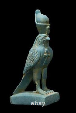ANCIENNE STATUE EGYPTIENNE PIERRE De Dieu Horus Faucon Sculpture Symbole Clé