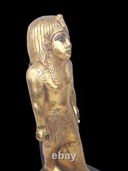 ANCIENNE STATUE EGYPTIENNE vintage HATHOR grande sculpture artisanale en pierre