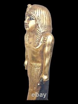 ANCIENNE STATUE EGYPTIENNE vintage HATHOR grande sculpture artisanale en pierre
