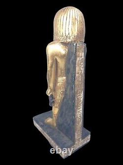 ANCIENNE STATUE EGYPTIENNE vintage HATHOR grande sculpture artisanale en pierre