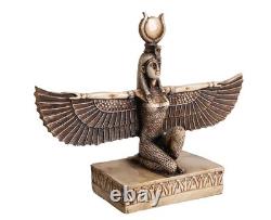 ANCIENNE STATUE PHARAONIQUE ÉGYPTIENNE FAITE MAIN sculpture ailée pierre
