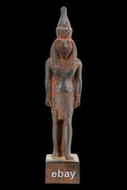 ANCIENNE STATUE PHARAONIQUE EGYPTIENNE du grand dieu Horus sculpture de fauco