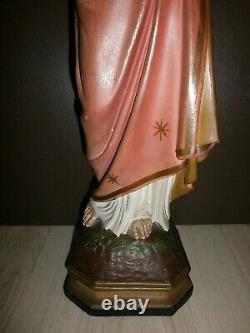 ANCIENNE STATUE RELIGIEUSE/SACRE COEUR DE JESUS/XXéme/H. 53cm/PLATRE/CHRIST/CROIX
