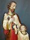 Ancienne Statue Religieuse/saint Joseph Et Jesus/platre Peint/xxéme 1950/h. 63cm