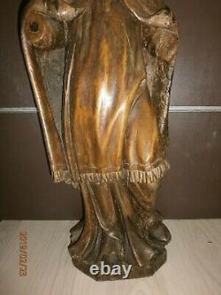 ANCIENNE STATUE RELIGIEUX EN BOIS /CIRE/XVIII-XIXème/SAINT EVEQUE/H. 90 cm/EGLISE