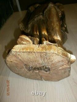 ANCIENNE STATUE RELIGIEUX EN BOIS /CIRE/XVIII-XIXème/SAINT EVEQUE/H. 90 cm/EGLISE