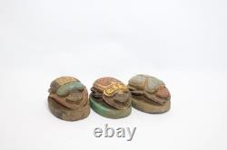 ANCIENNE STATUE SCARABÉE EGYPTIEN EN PIERRE 3 amulettes sculpture