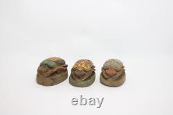 ANCIENNE STATUE SCARABÉE EGYPTIEN EN PIERRE 3 amulettes sculpture