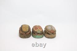 ANCIENNE STATUE SCARABÉE EGYPTIEN EN PIERRE 3 amulettes sculpture