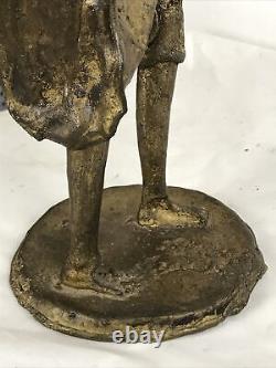 ANCIENNE STATUE SCULPTURE MUSICIEN BRONZE AFRIQUE Hauteur 37 Cm