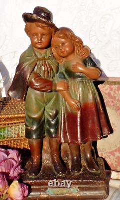 ANCIENNE STATUE en PLTRE La Fraternité figurant des enfants fin XIXe