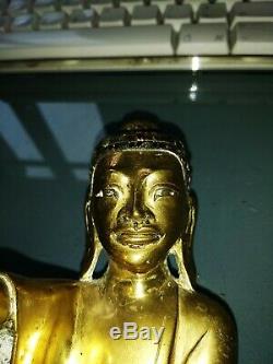 ANCIENNE sculpture statue Bouddha Thailande en bronze Haut 23,5 cm ASIE China